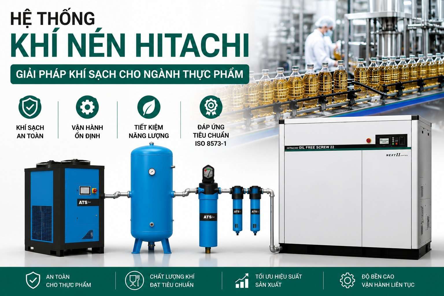 Hệ thống m&aacute;y n&eacute;n kh&iacute; Hitachi